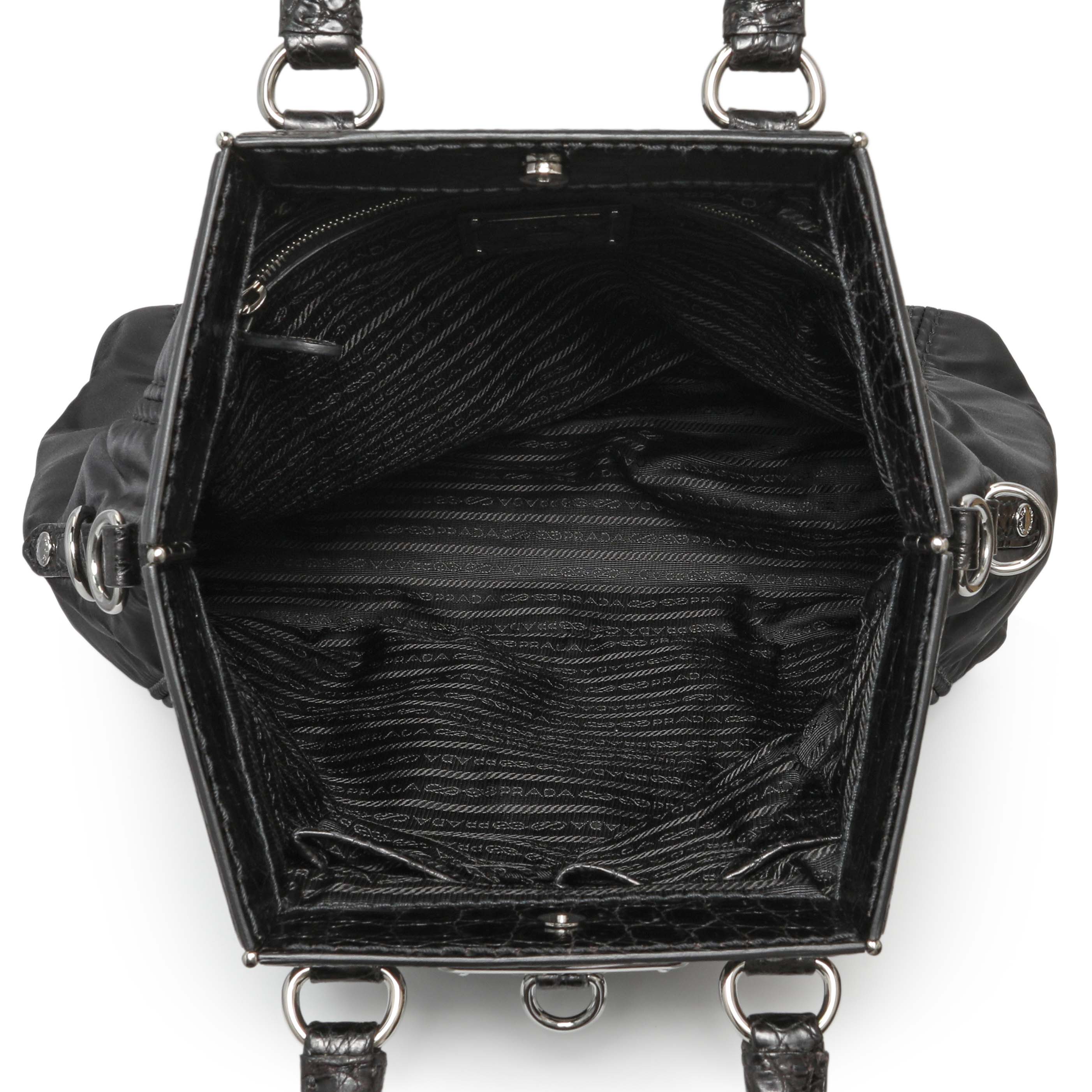 Prada Black Nylon Frame Tote