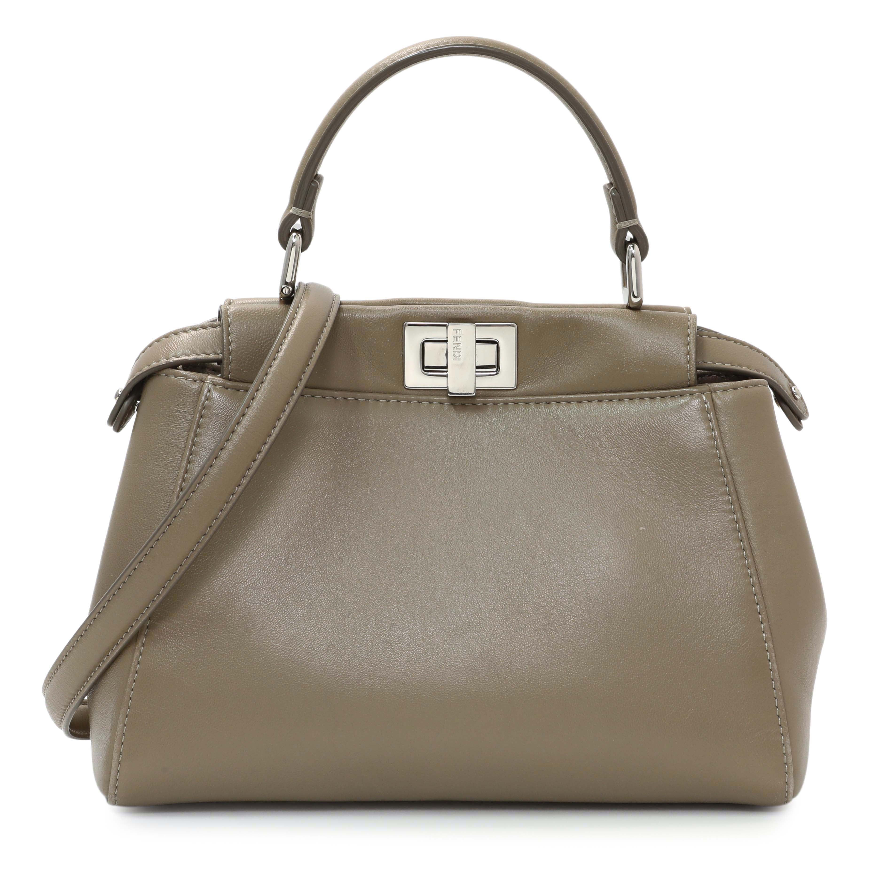 Fendi Tortora Nappa Mini Peekaboo Iconic Satchel