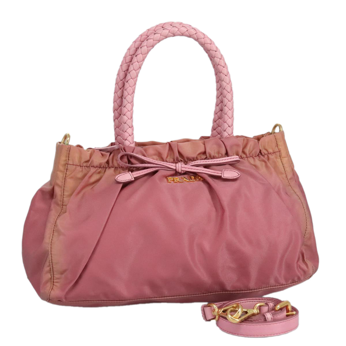 PRADA Hand Bag Nylon 2way Pink Gold 100093