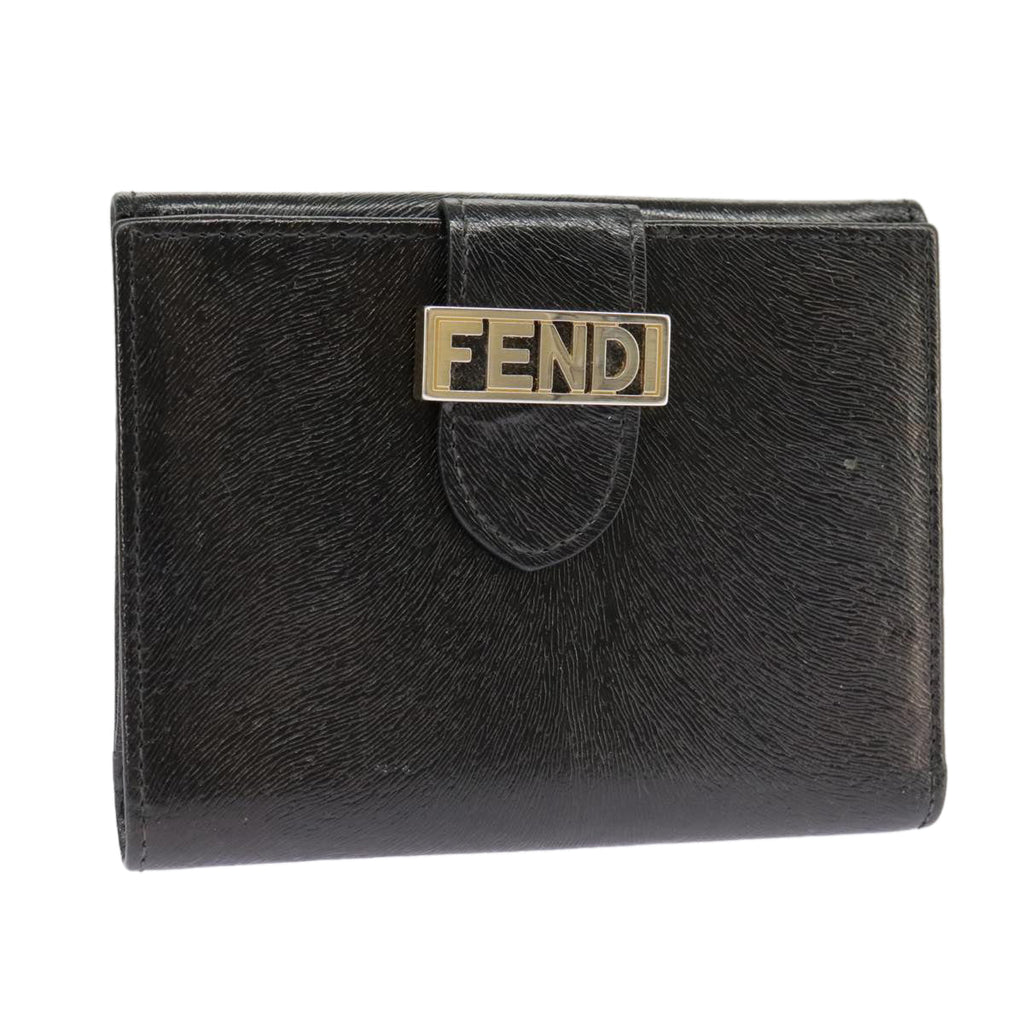 FENDI Wallet Leather Black 101125
