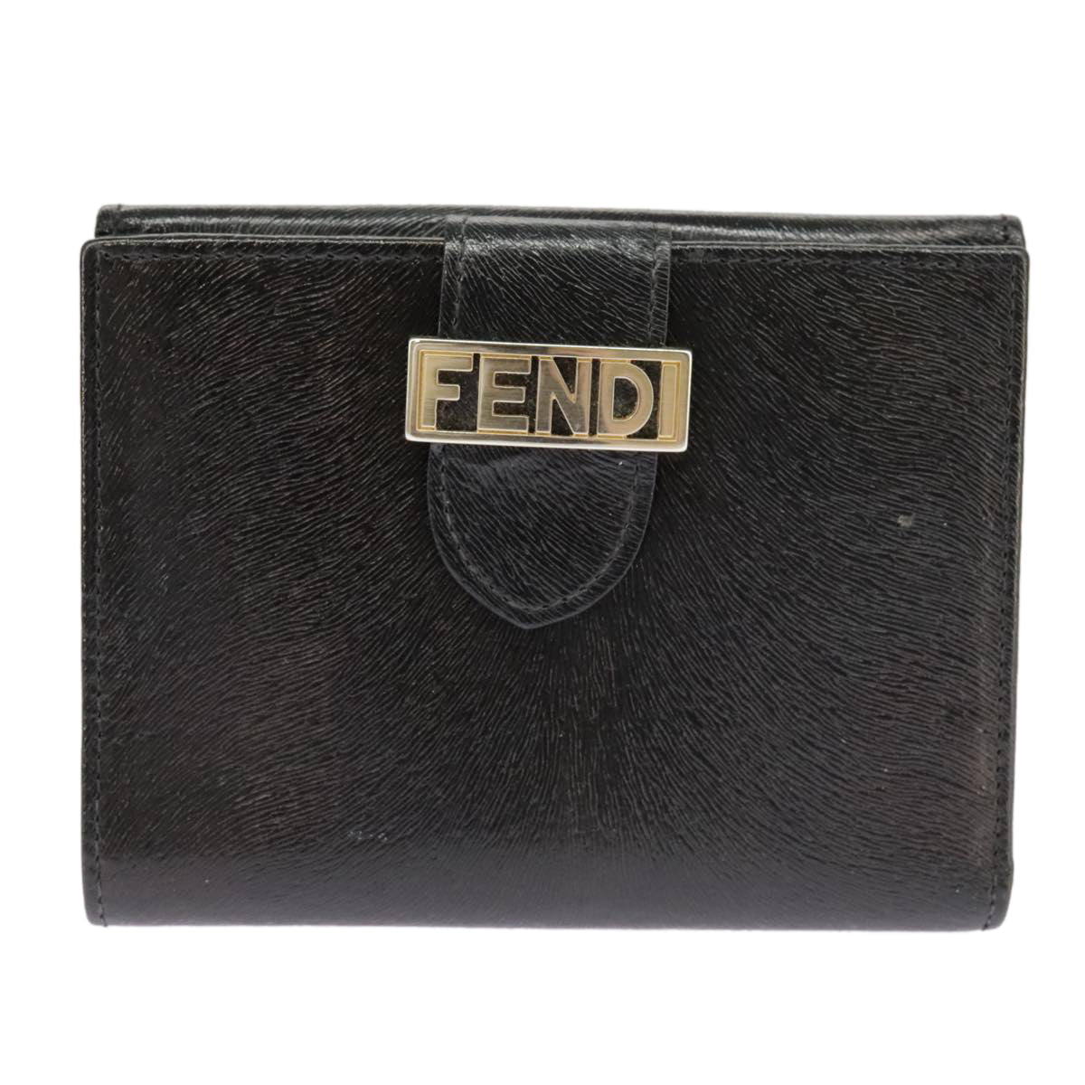 FENDI Wallet Leather Black 101125