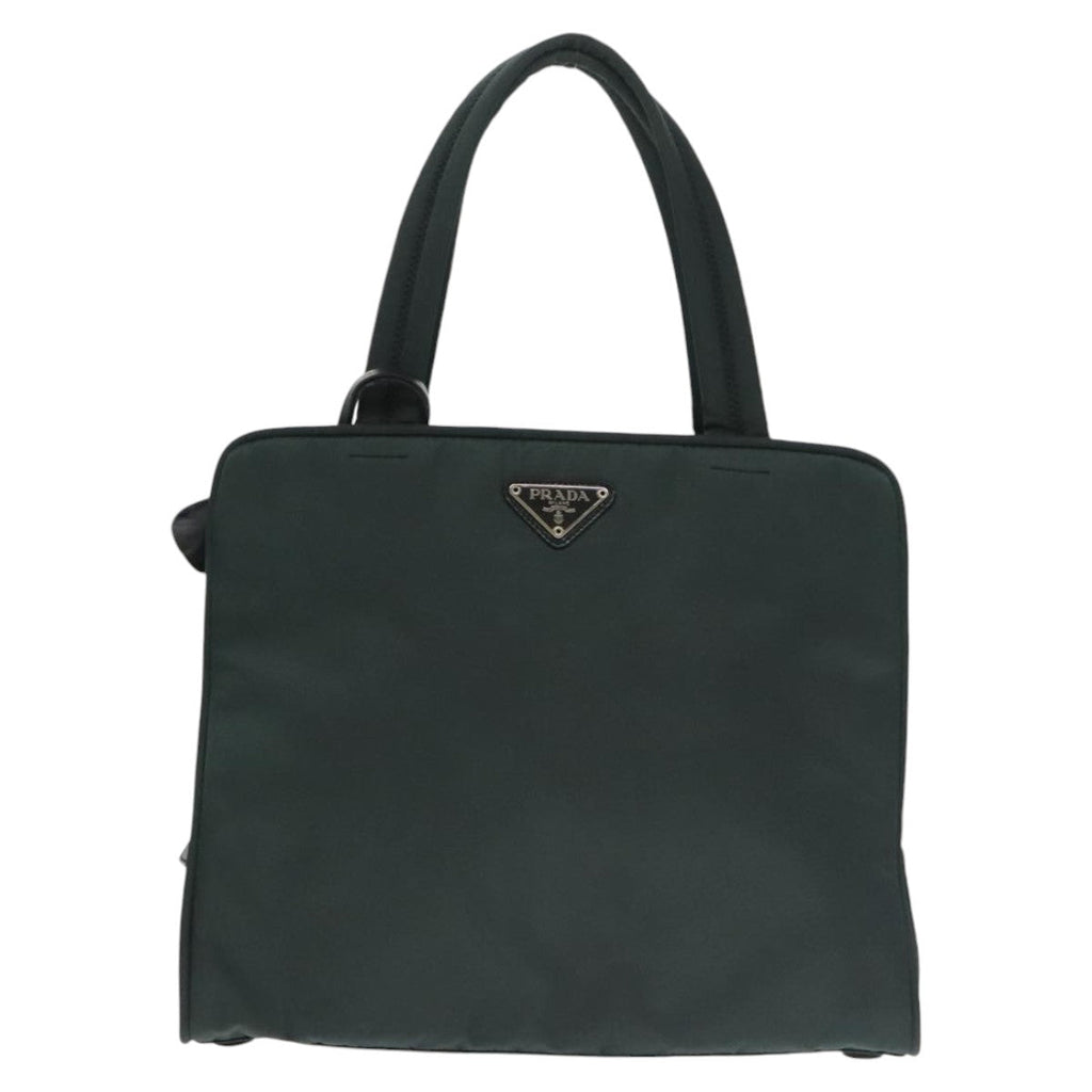 PRADA Hand Bag Nylon Green Silver 101284