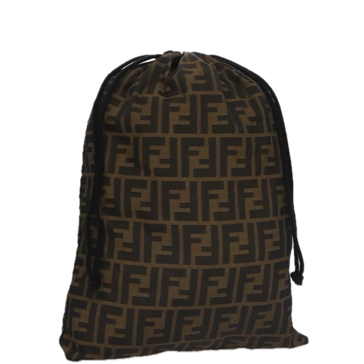 FENDI Zucca Canvas Drawstring Bag Brown Black 101941