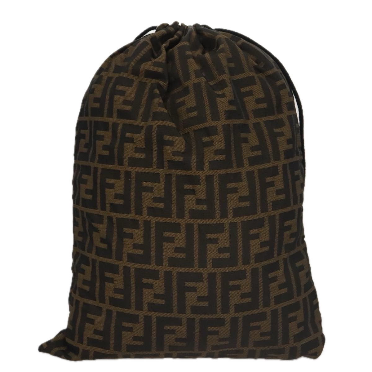 FENDI Zucca Canvas Drawstring Bag Brown Black 101941