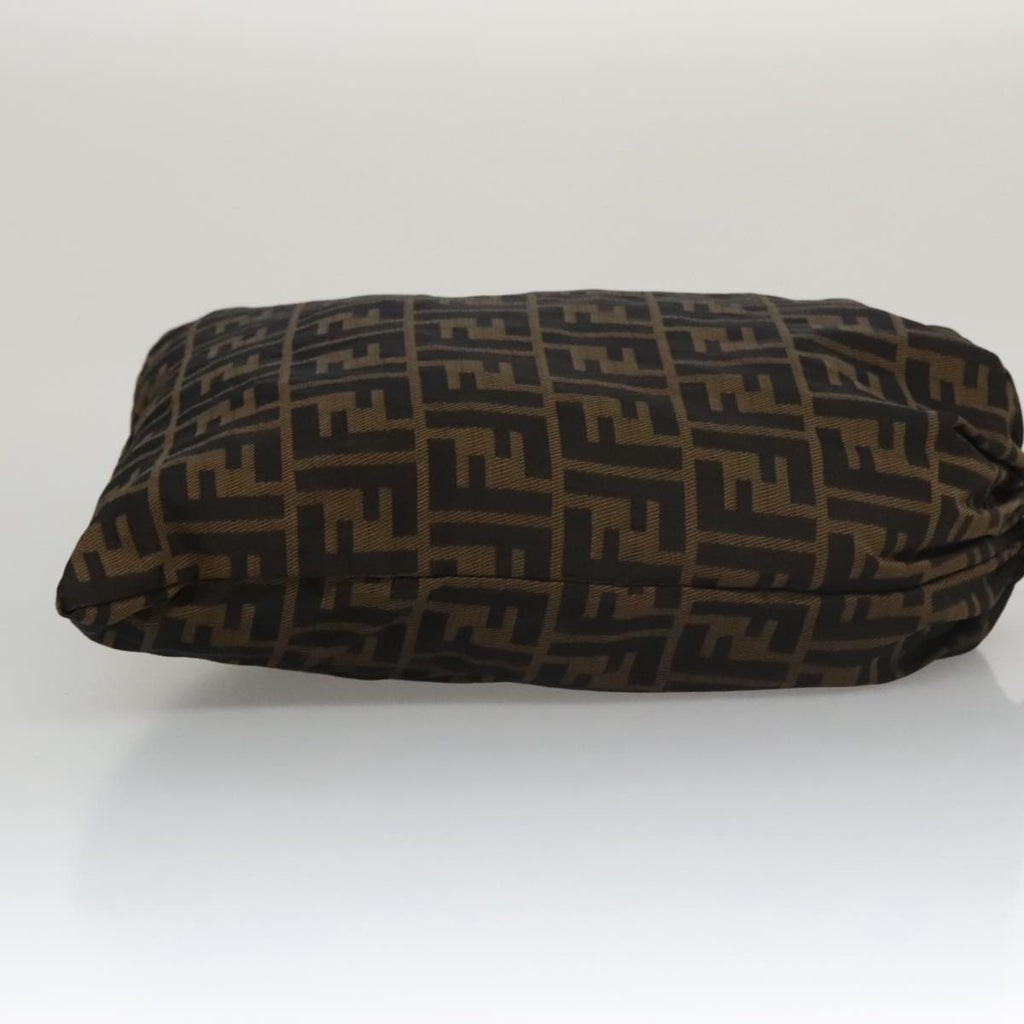 FENDI Zucca Canvas Drawstring Bag Brown Black 101941