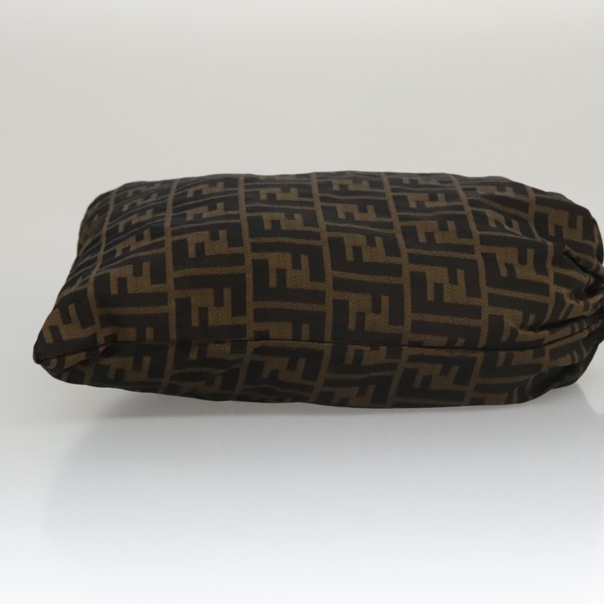FENDI Zucca Canvas Drawstring Bag Brown Black 101941