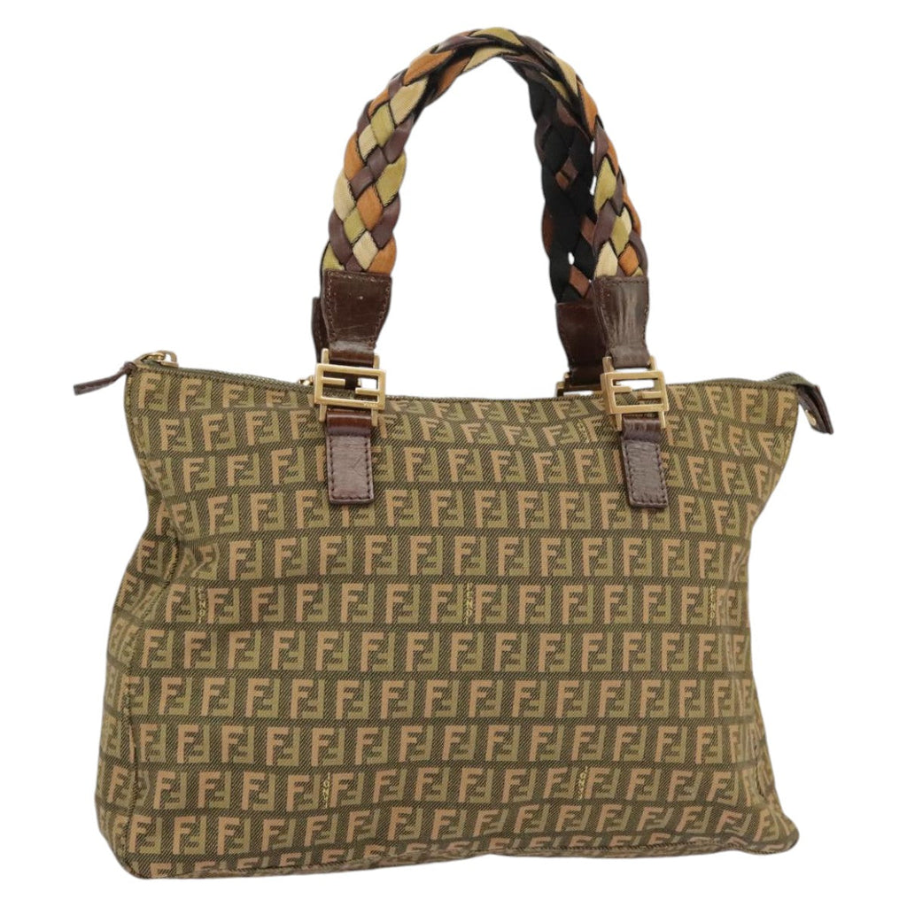 FENDI Zucchino Canvas Hand Bag Khaki 8BH138 102160