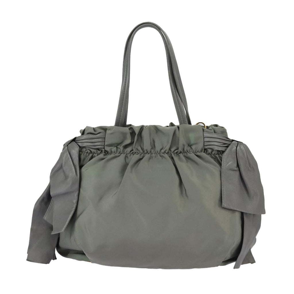 PRADA Hand Bag Nylon 2way Khaki Gold 102289