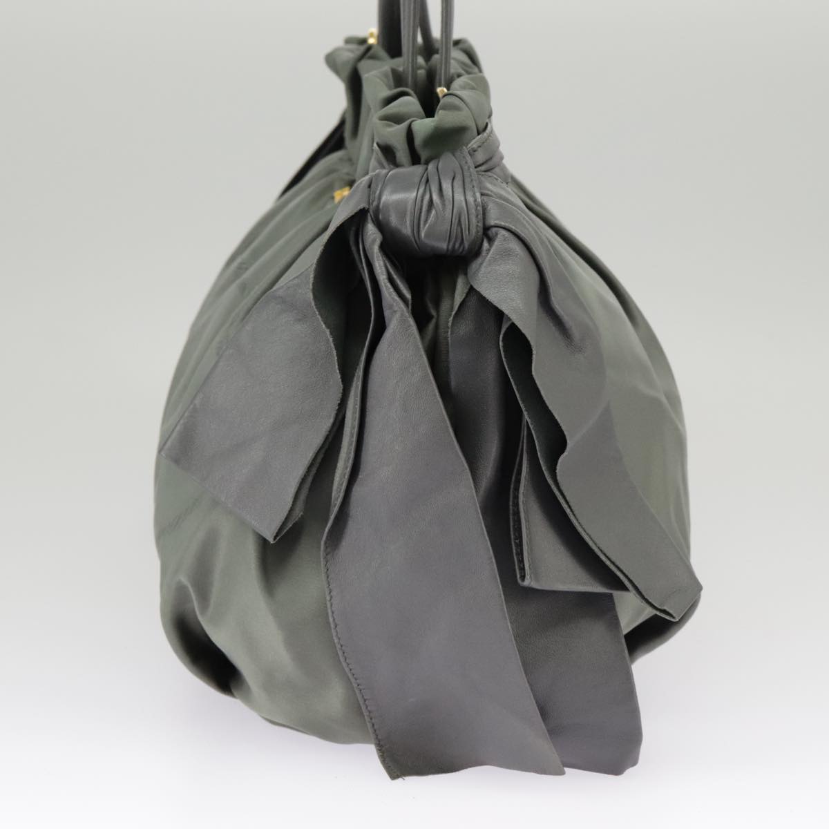 PRADA Hand Bag Nylon 2way Khaki Gold 102289