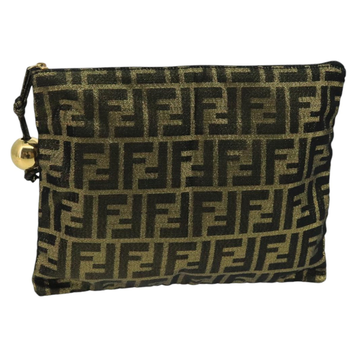 FENDI Zucca Canvas Pouch Gold 102385