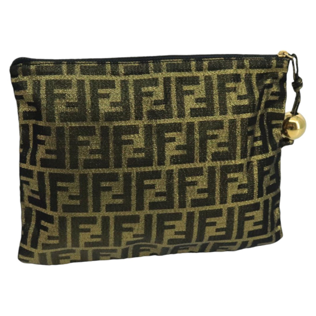 FENDI Zucca Canvas Pouch Gold 102385