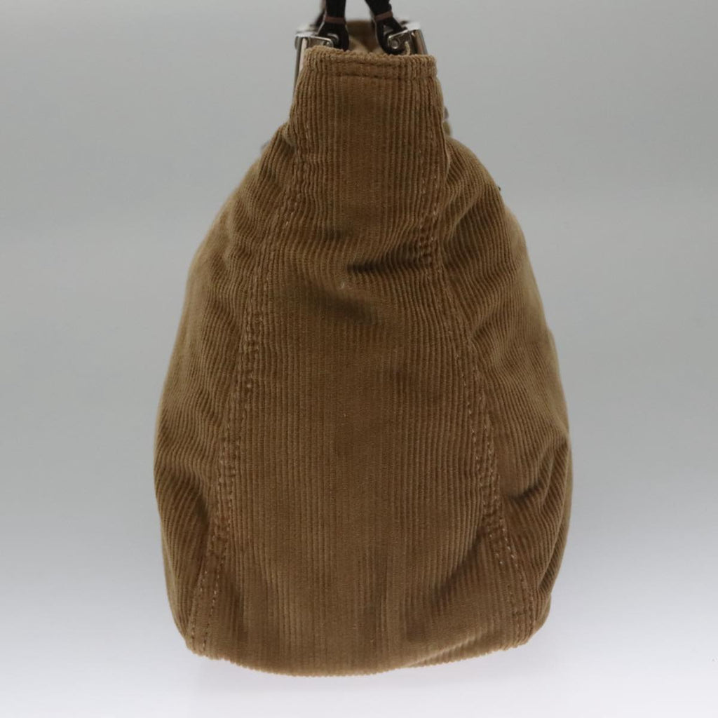 FENDI Hand Bag Corduroy Brown Silver 102866
