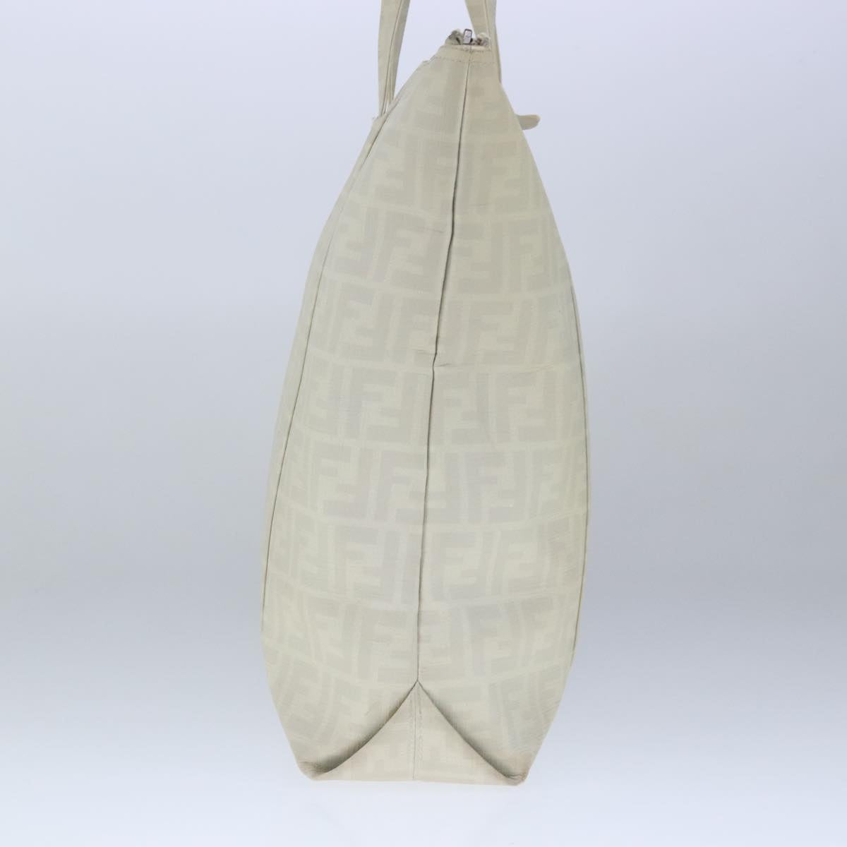 FENDI Zucca Canvas Tote Bag PVC White Silver 102974