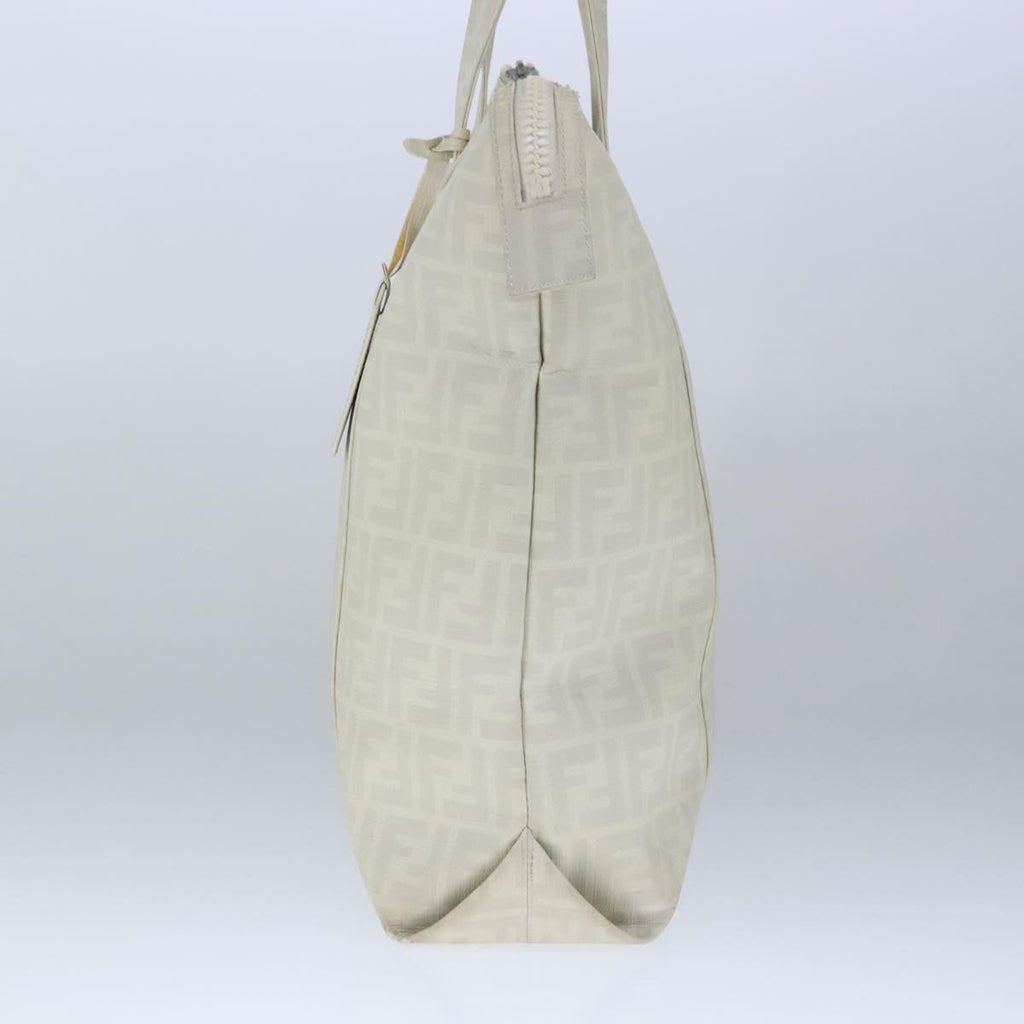FENDI Zucca Canvas Tote Bag PVC White Silver 102974