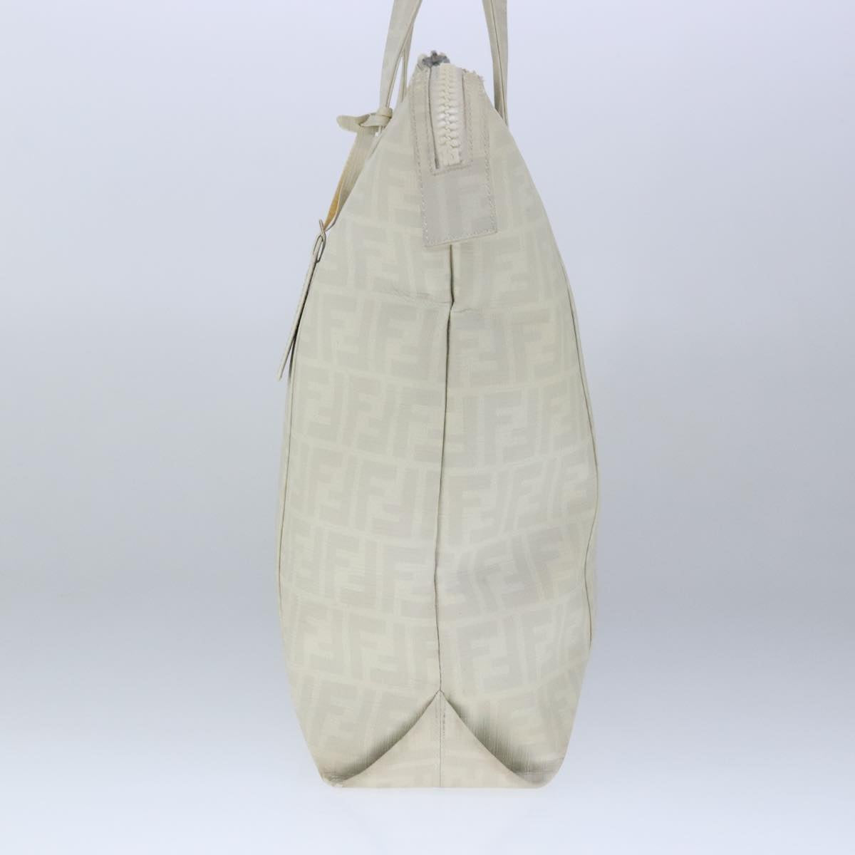 FENDI Zucca Canvas Tote Bag PVC White Silver 102974