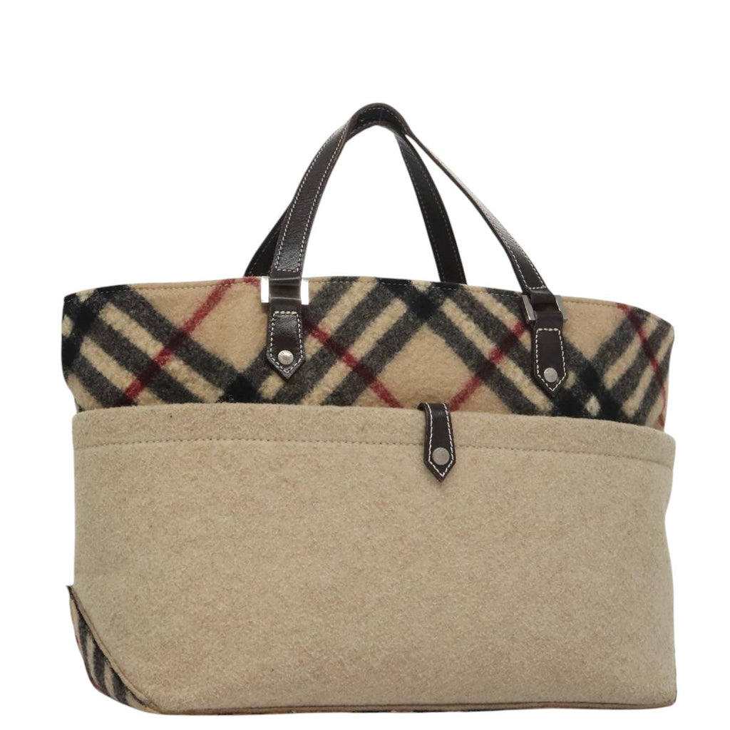 BURBERRY Blue Label Nova Check Hand Bag Wool Beige 103260