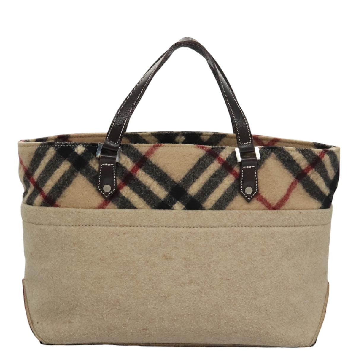 BURBERRY Blue Label Nova Check Hand Bag Wool Beige 103260