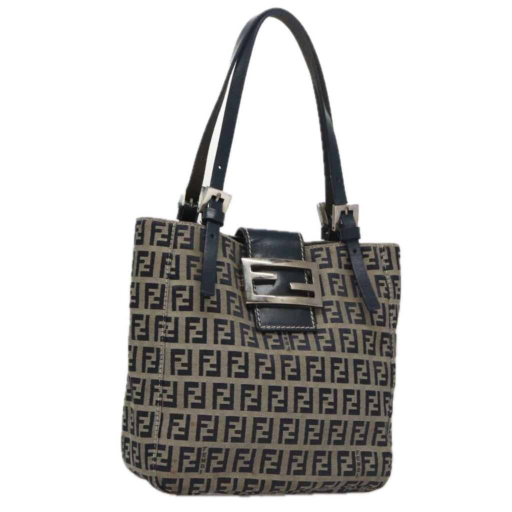 FENDI Zucchino Canvas Hand Bag Navy 104306