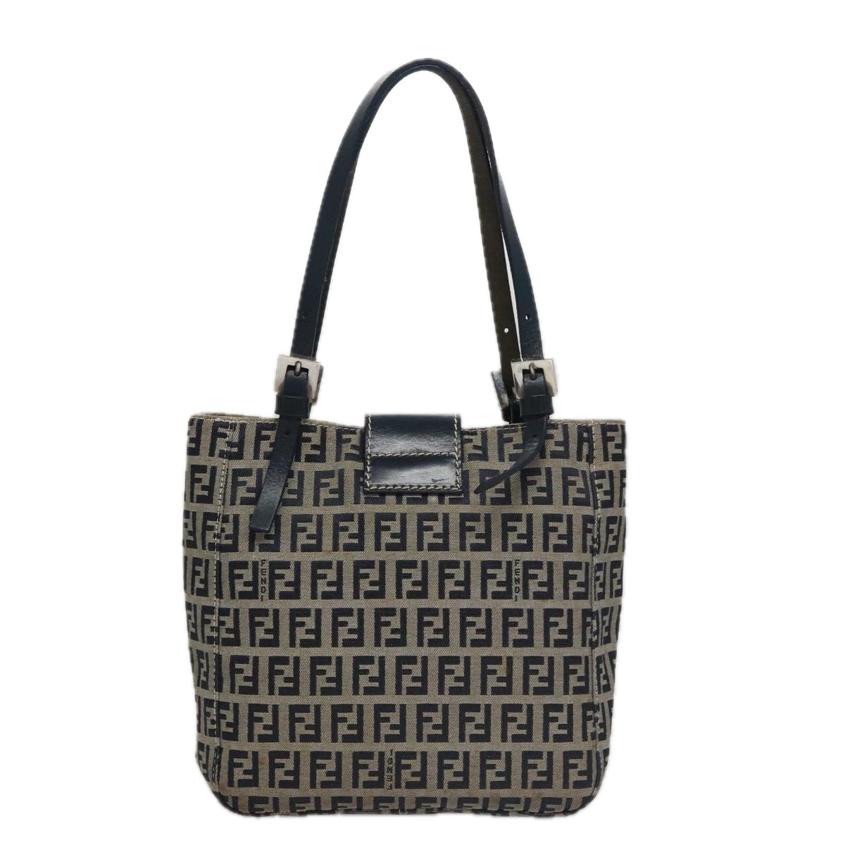 FENDI Zucchino Canvas Hand Bag Navy 104306