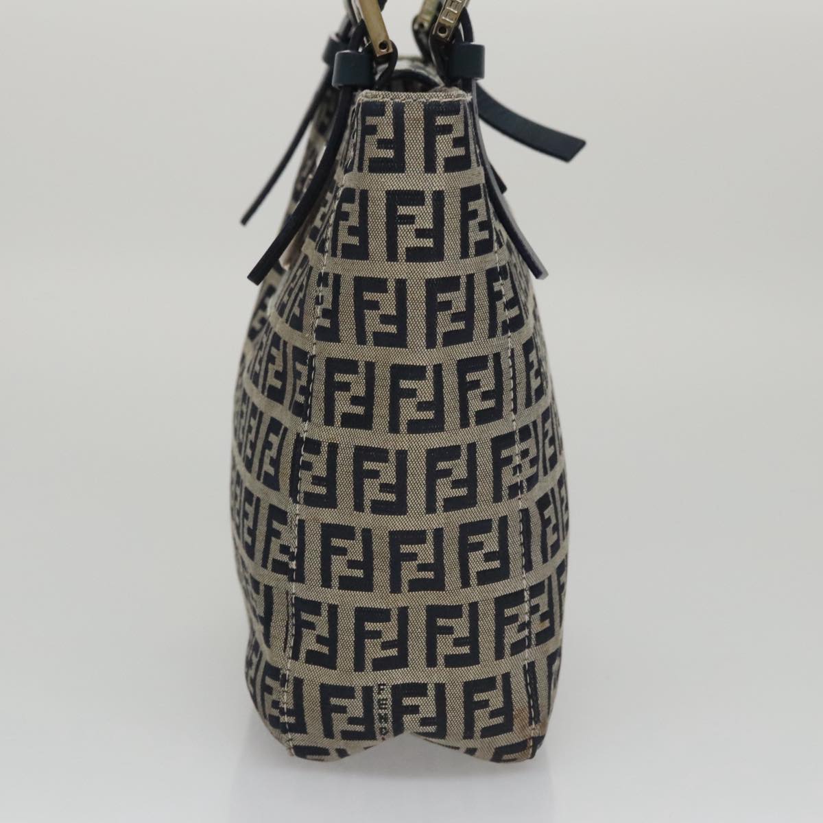 FENDI Zucchino Canvas Hand Bag Navy 104306