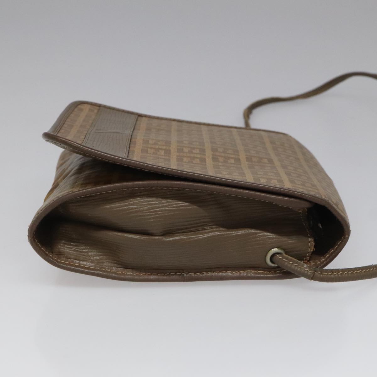 FENDI Zucchino Canvas Shoulder Bag Beige 104456