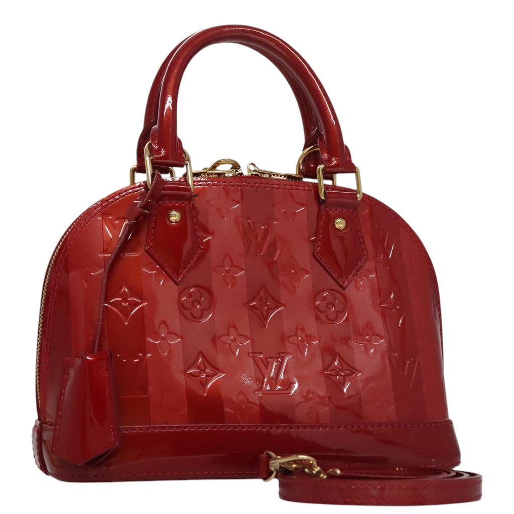 LOUIS VUITTON Vernis Rayure Alma BB Bag 2way Pomme D'amour M91593 105512AV