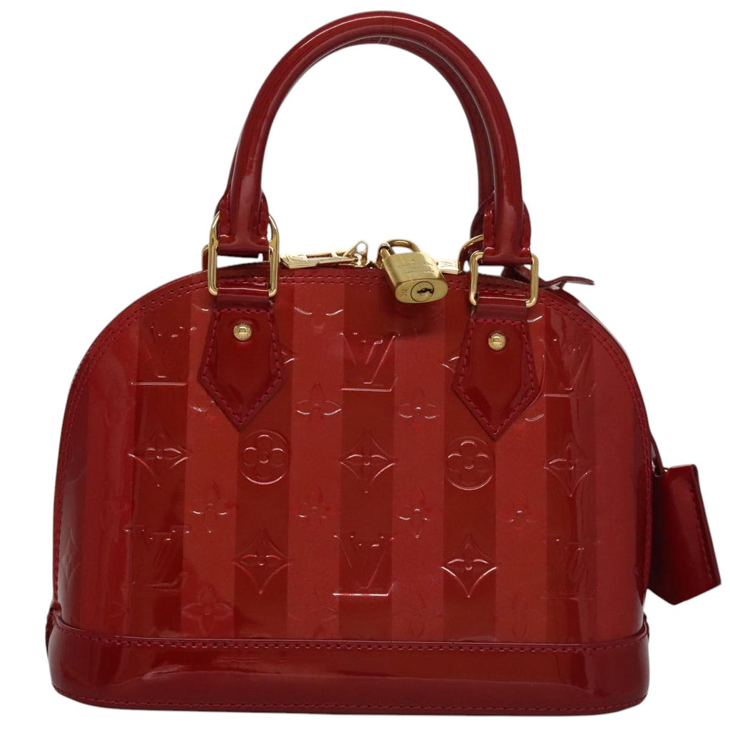 LOUIS VUITTON Vernis Rayure Alma BB Bag 2way Pomme D'amour M91593 105512AV