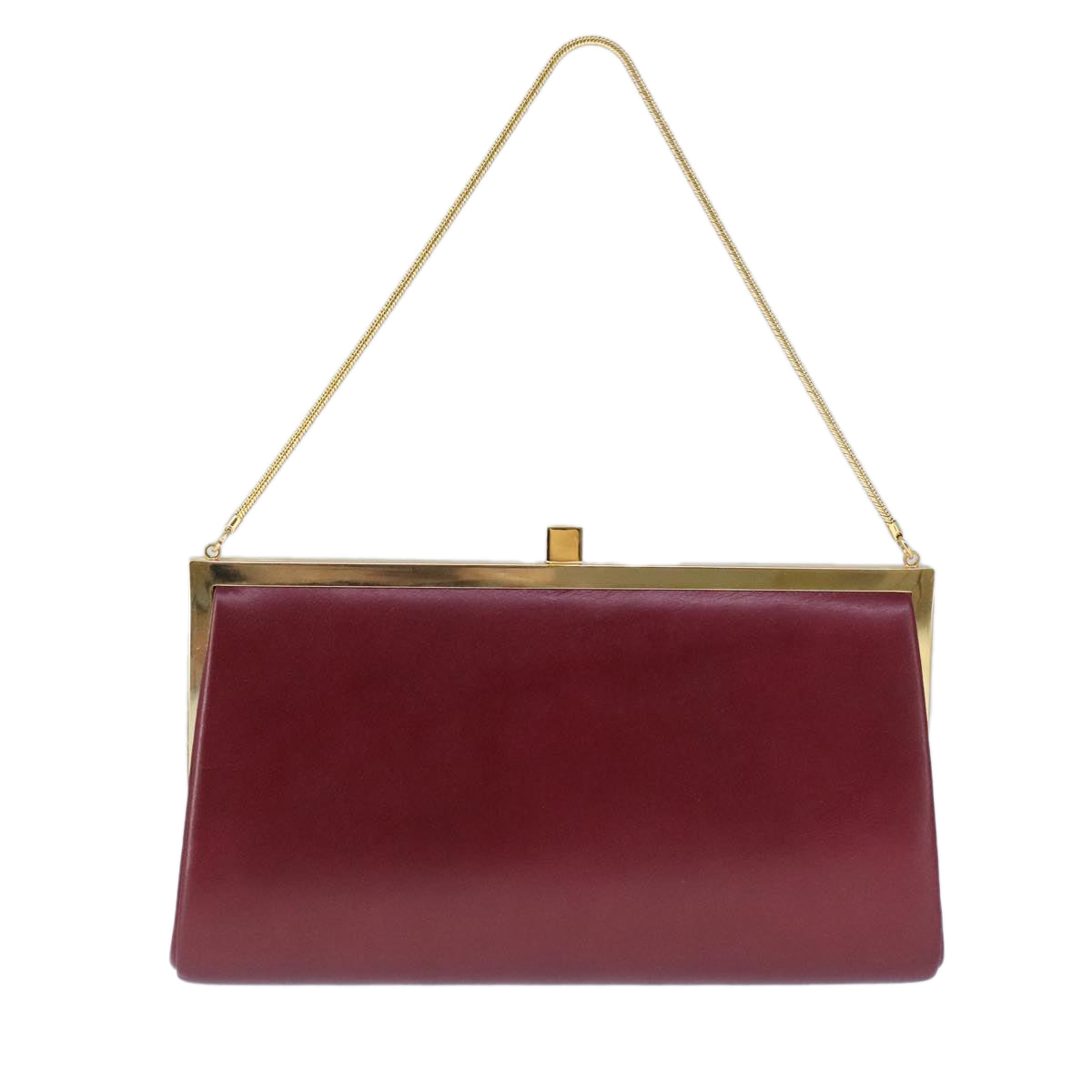 BURBERRY Chain Gamaguchi Shoulder Bag Leather Red Gold 105703V