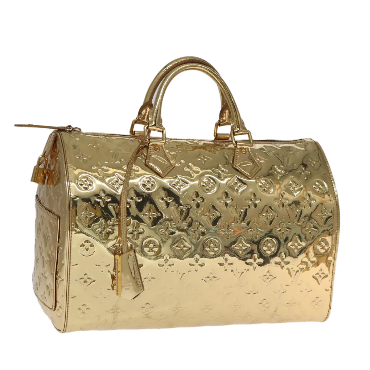 LOUIS VUITTON Monogram Miroir Speedy 35 Hand Bag Gold M95785 LV 106299SM