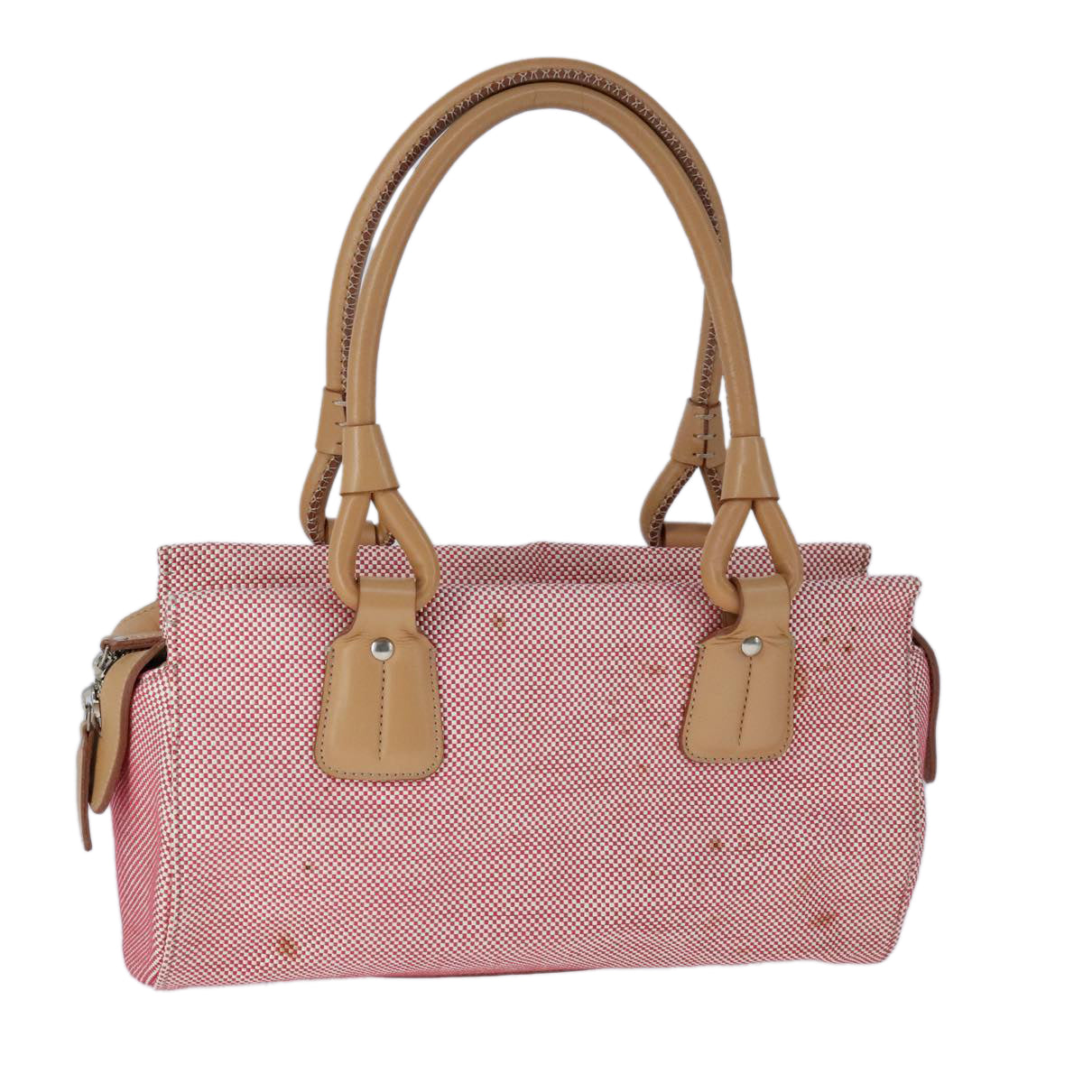 BURBERRY Hand Bag Canvas Red 107571