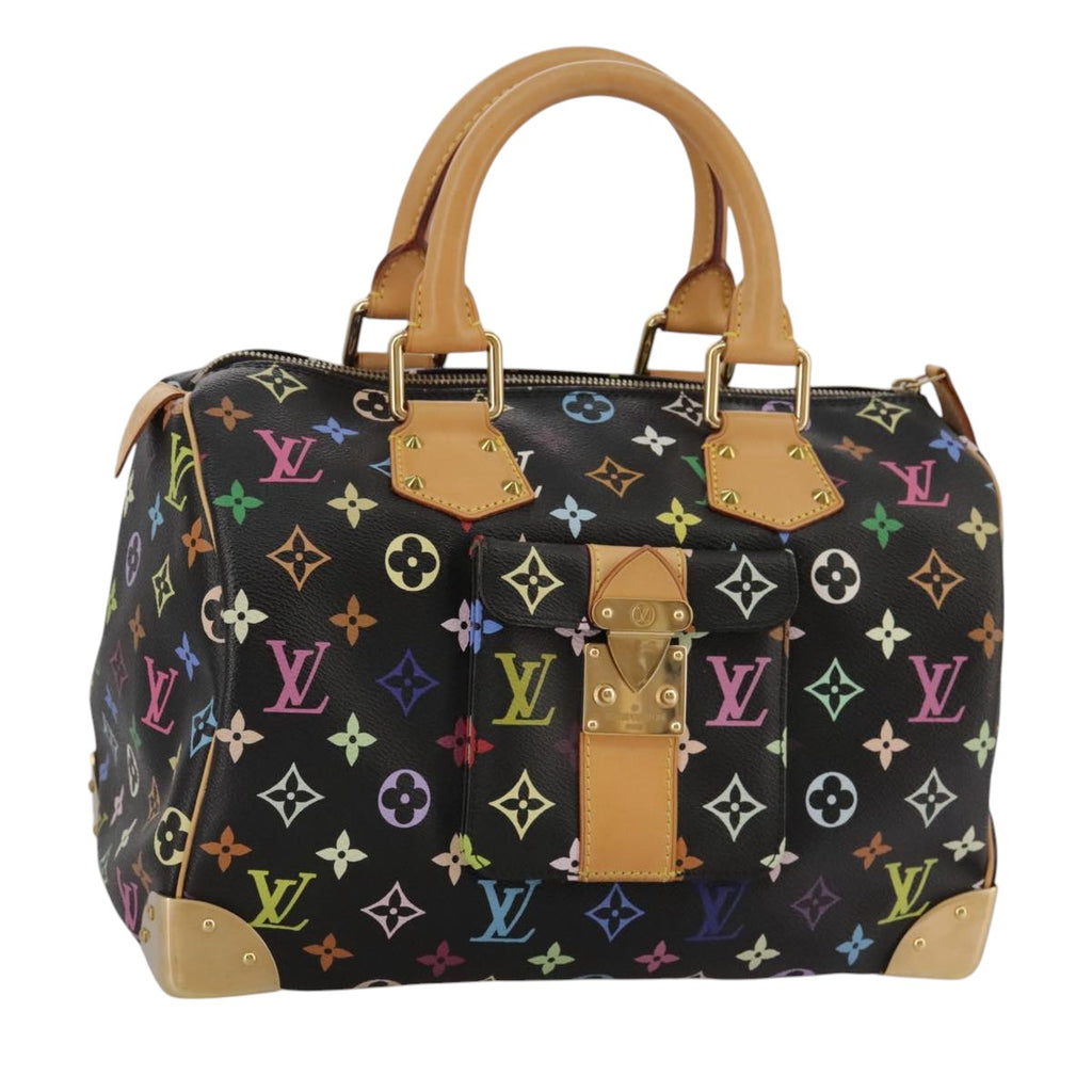 LOUIS VUITTON Monogram Multicolor Speedy 30 Hand Bag Black M92642 107987AM