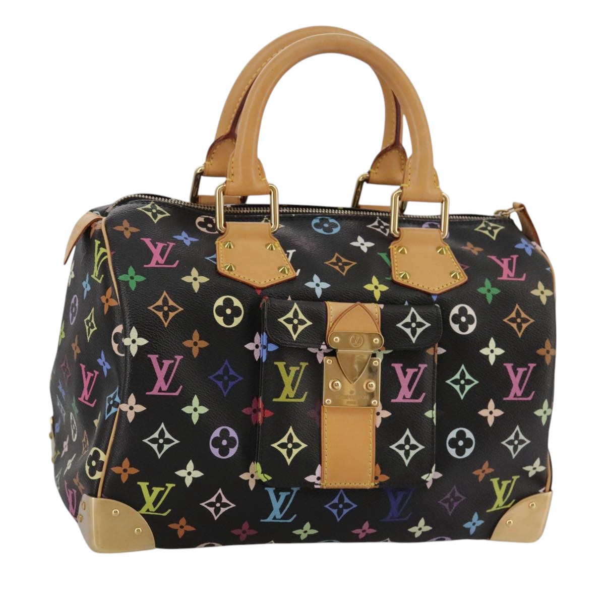 LOUIS VUITTON Monogram Multicolor Speedy 30 Hand Bag Black M92642 107987AM