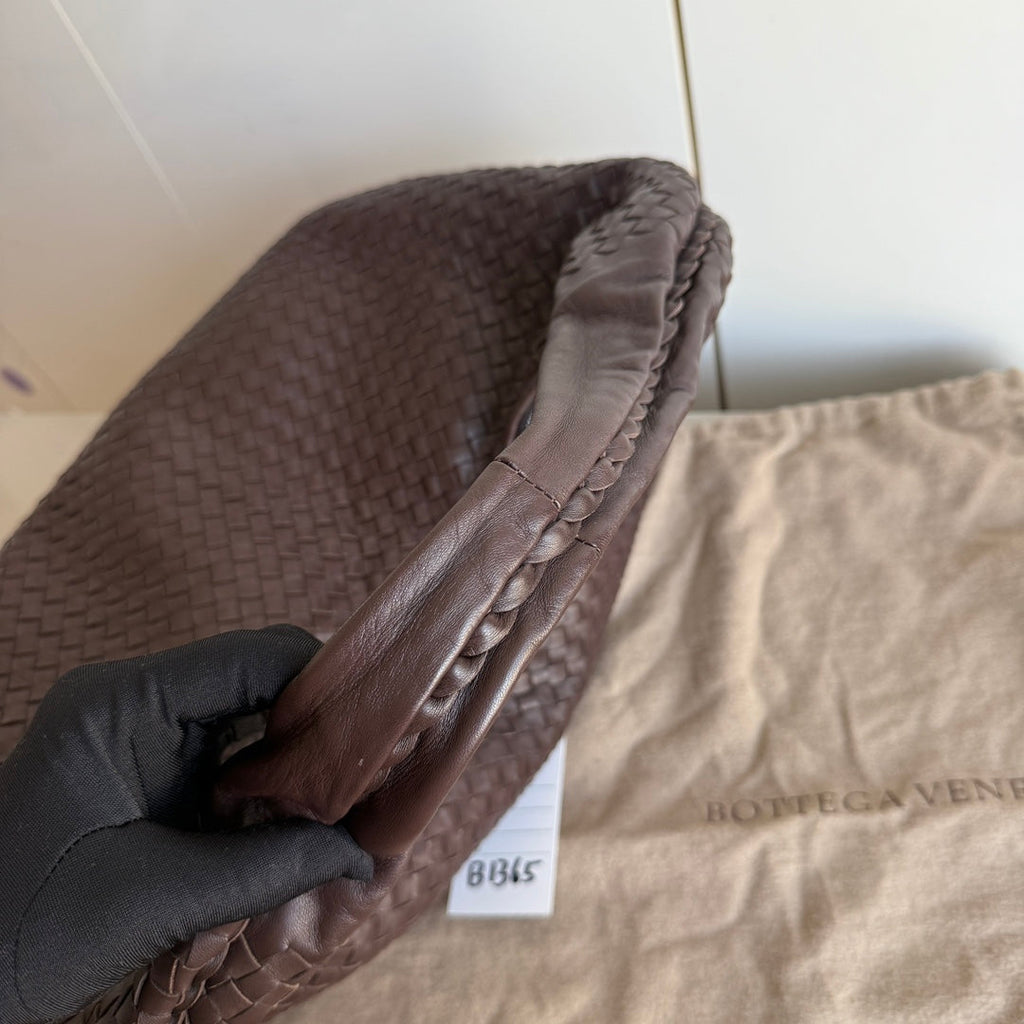 Bottega Veneta Belly Hobo Intreccio Leather Dark Chocolate Brown Large 50cm