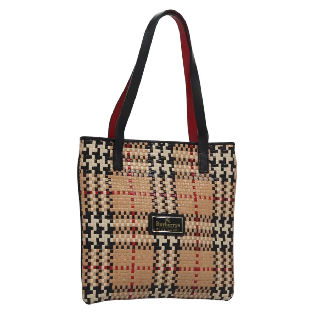 BURBERRY Blue Label Nova Check Hand Bag Leather Beige 110204