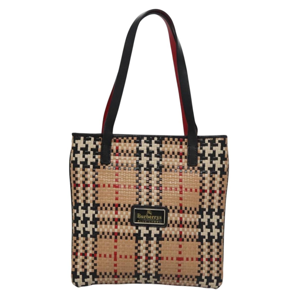 BURBERRY Blue Label Nova Check Hand Bag Leather Beige 110204