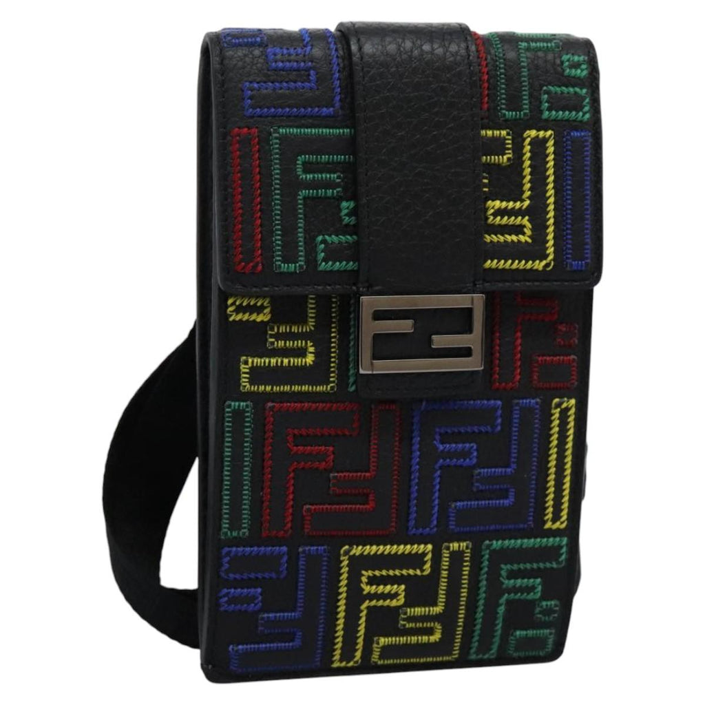 FENDI Zucca Canvas Smartphone Pochette Pouch Black 110673