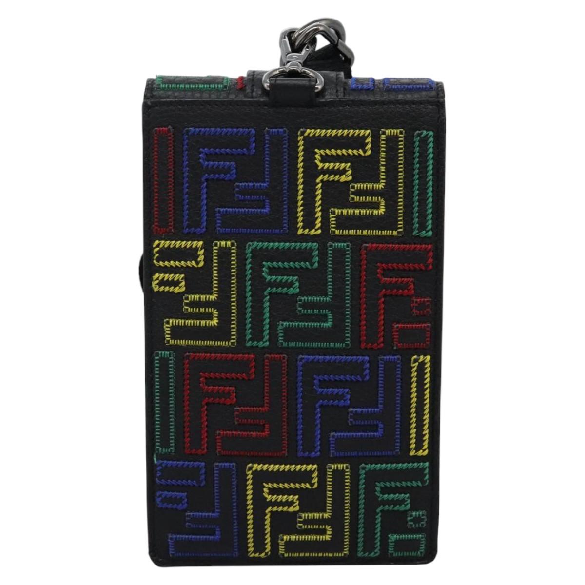 FENDI Zucca Canvas Smartphone Pochette Pouch Black 110673