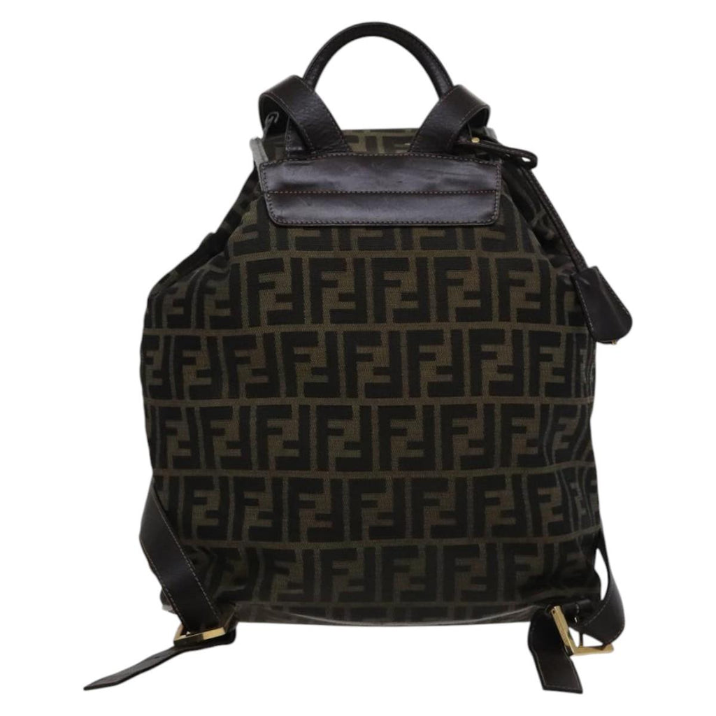 FENDI Zucca Canvas Backpack Brown Black gold 111351