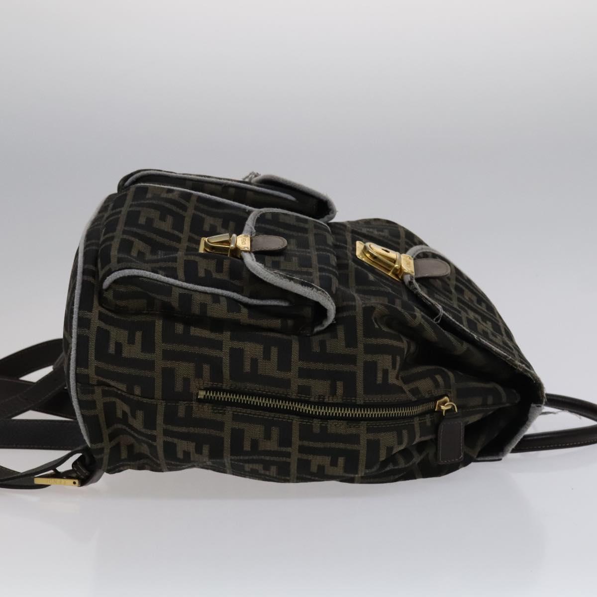 FENDI Zucca Canvas Backpack Brown Black gold 111351