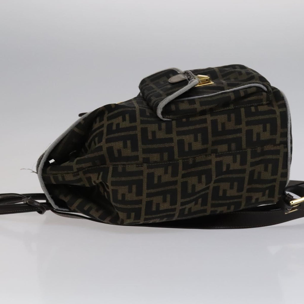 FENDI Zucca Canvas Backpack Brown Black gold 111351
