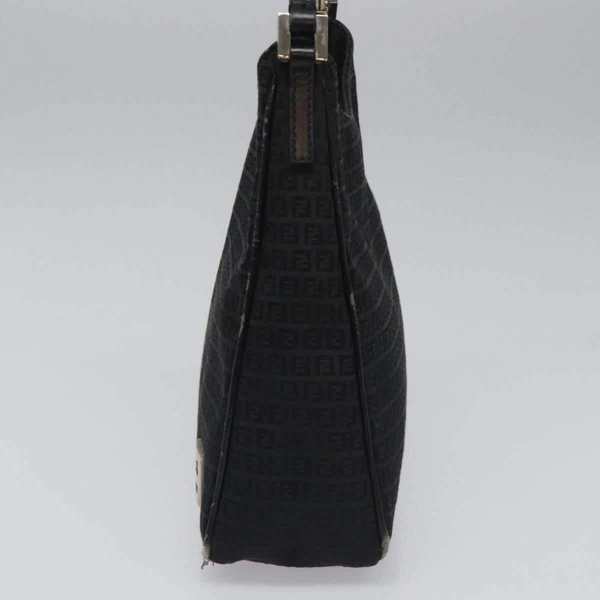 FENDI Zucchino Canvas Shoulder Bag Black 112119