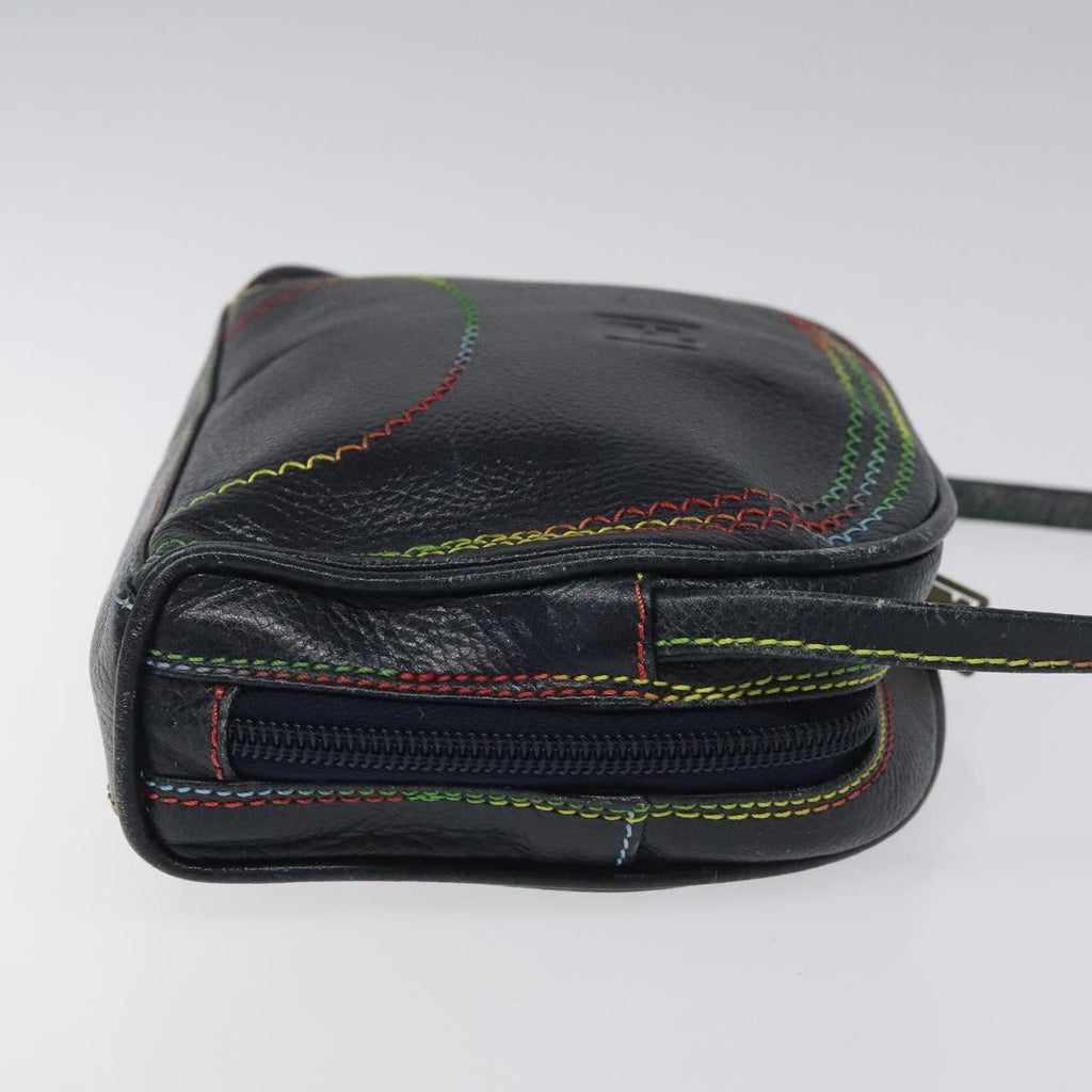 FENDI Shoulder Bag Leather Navy 113423