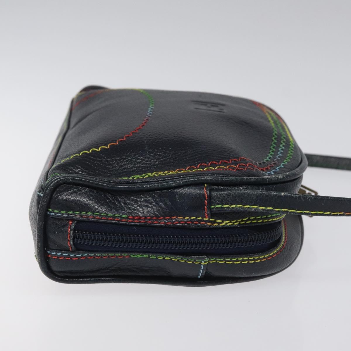 FENDI Shoulder Bag Leather Navy 113423