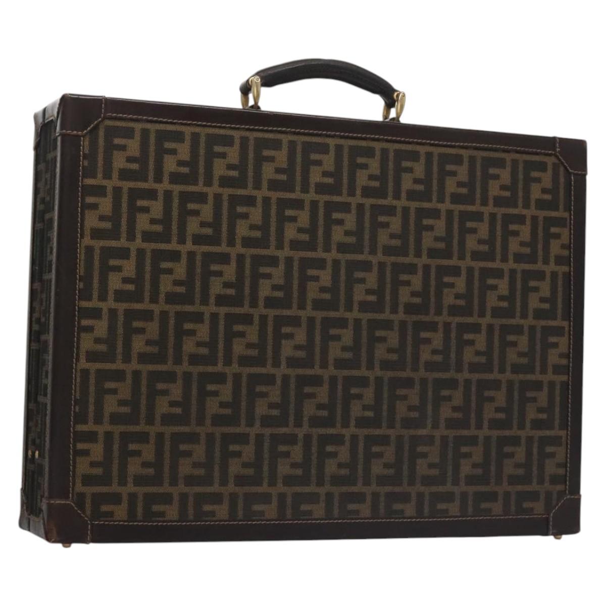 FENDI Attache case Zucca Canvas Trunk Black Brown 113581