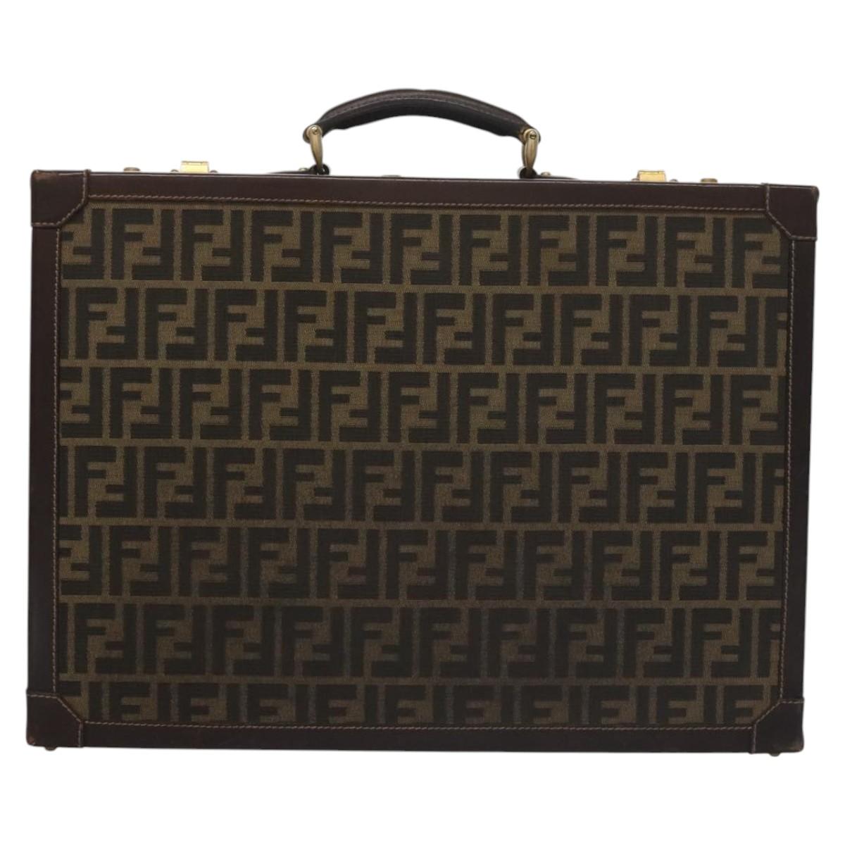 FENDI Attache case Zucca Canvas Trunk Black Brown 113581