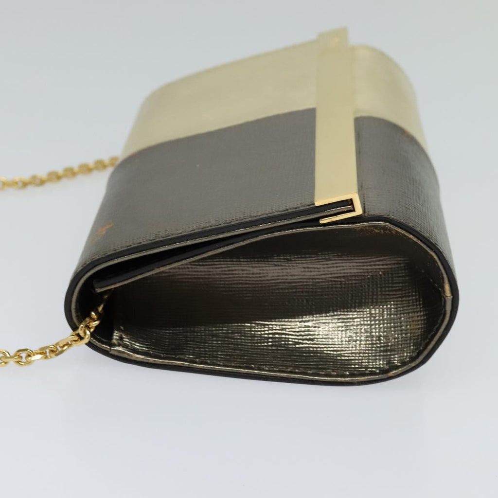 FENDI Chain Shoulder Bag Leather Gold Tone 114194