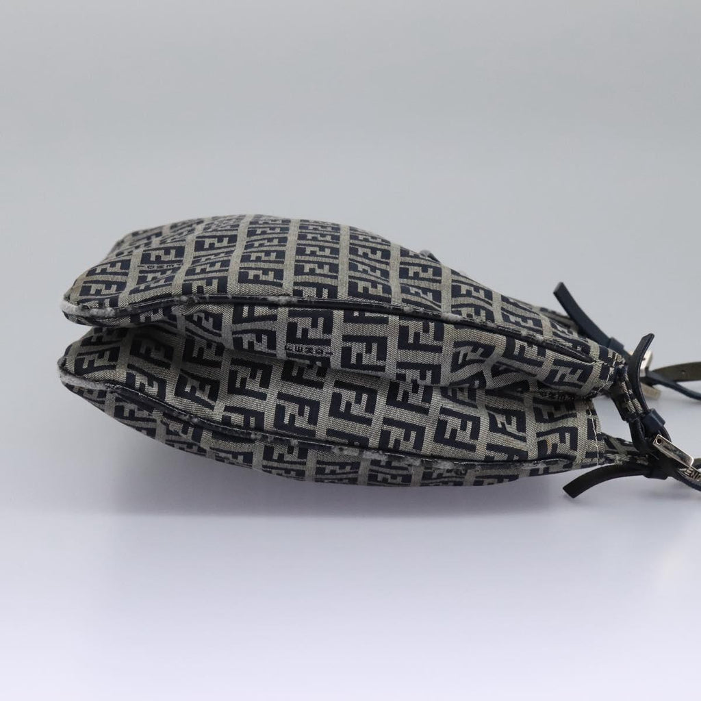 FENDI Zucchino Canvas Shoulder Bag Navy 114284