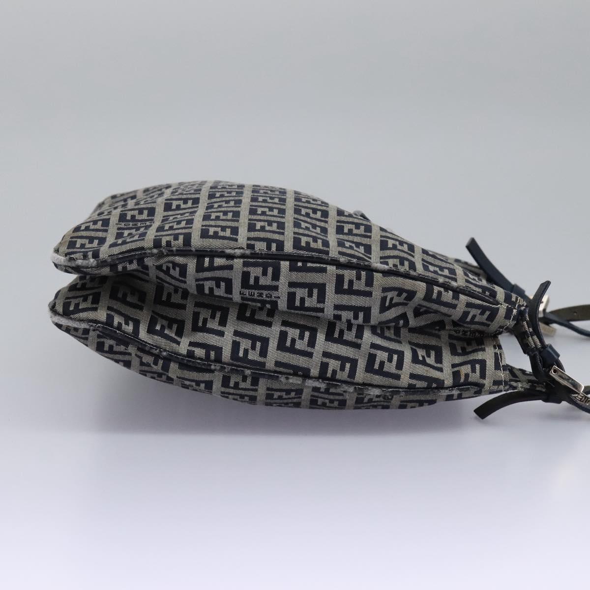 FENDI Zucchino Canvas Shoulder Bag Navy 114284