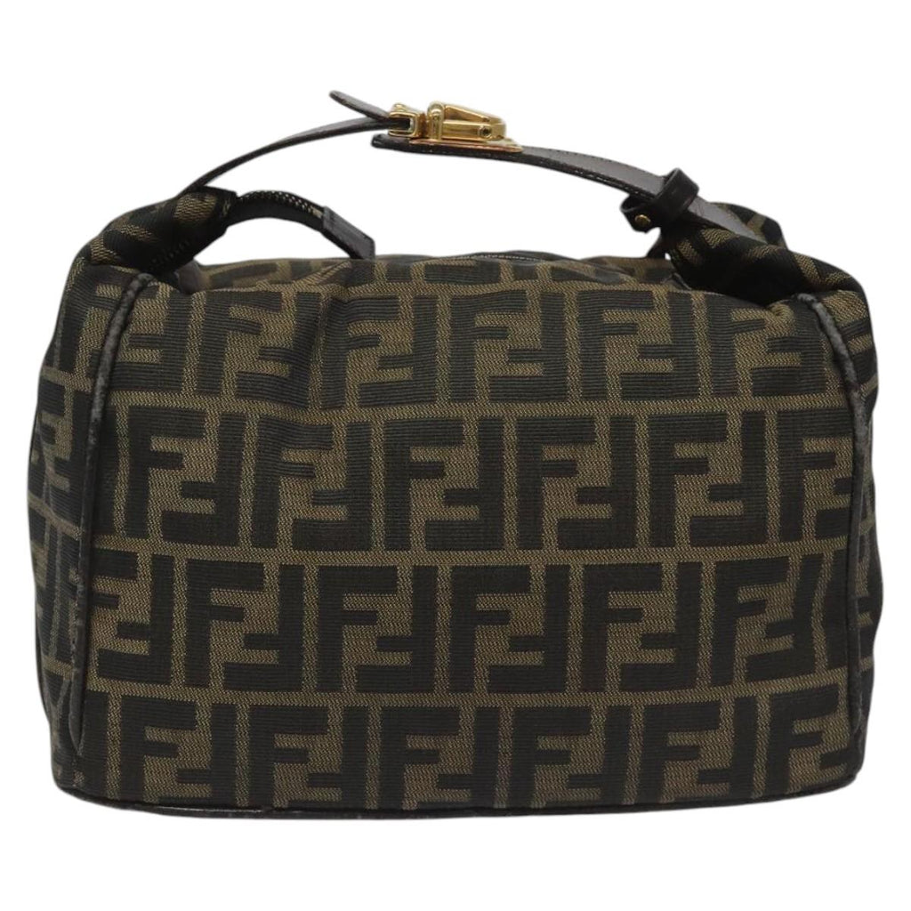 FENDI Zucca Canvas Hand Bag Brown Black gold 114781