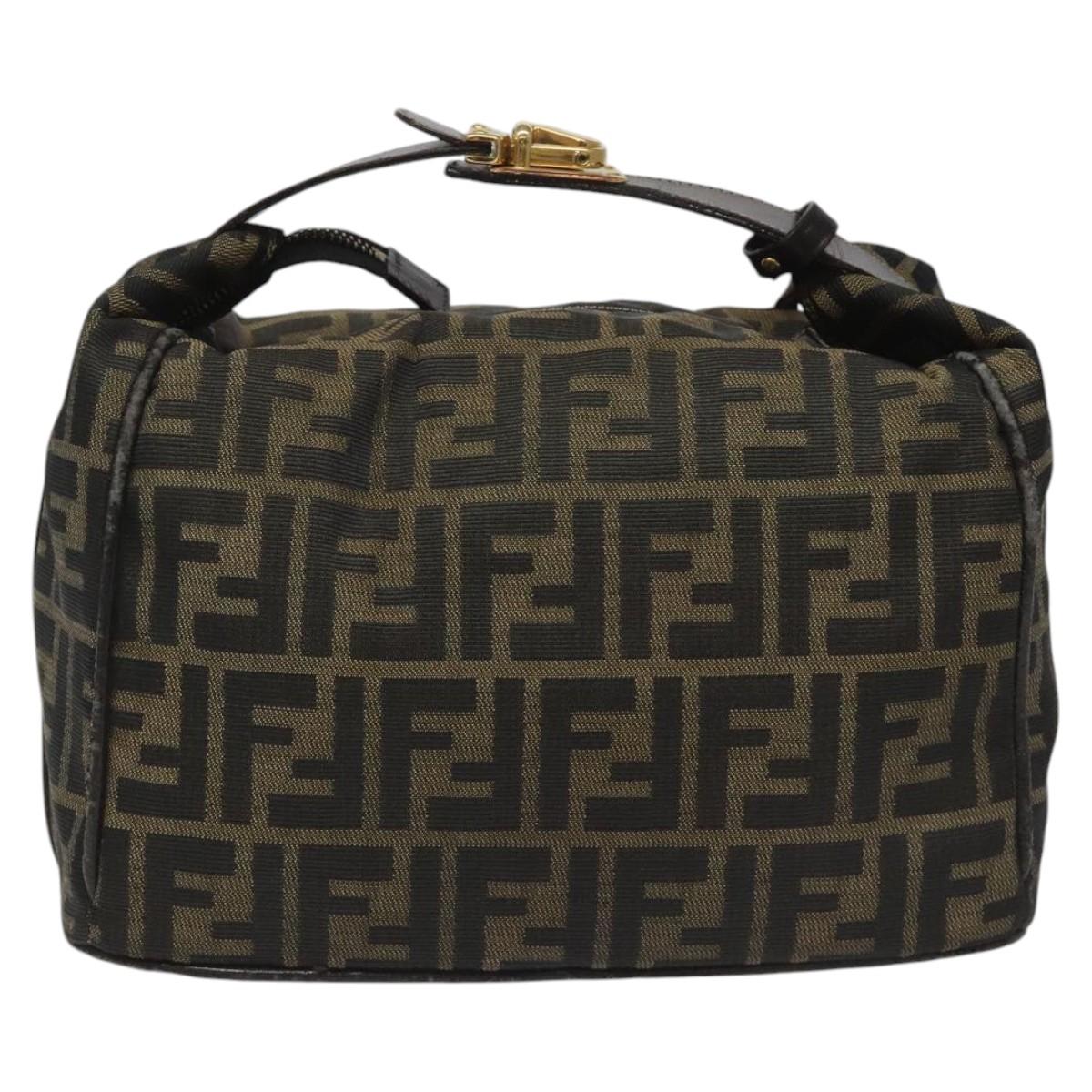 FENDI Zucca Canvas Hand Bag Brown Black gold 114781